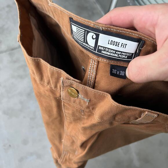 Vintage Y2K Carhartt brown DIRTY double knee work wear carpenter pants - Picture 7 of 12